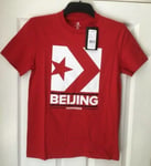 CONVERSE Enamel Red Chevron Beijing Box Logo T Shirt XS Chest 34" - 36" BNWT
