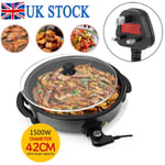 Quest 42cm Multi-Function Aluminium Electric Cooker Pan with Clear Lid, 1500W