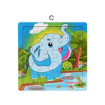 Forest Animal Jigsaw Puzzles Wooden Toys Baby Early Educational Elephant