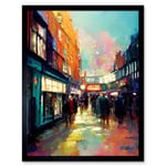 Carnaby Street London Bright Acrylic Painting Art Print Framed Poster Wall Decor 12x16 inch