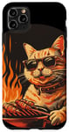 Coque pour iPhone 11 Pro Max Superbes lunettes de soleil chat aime le barbecue avec ses amis et sa famille