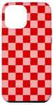 Coque pour iPhone 14 Pro Max Groovy Mini motif damier rose et rouge