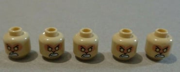 Lego Minifigure head Angry/Happy Faces on both Sides x5 **