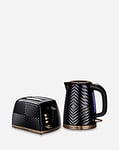 Russell Hobbs Groove Kettle & Toaster Bundle Black