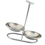 Skedhållare i rostfritt stål, långt handtag Vertikalt utrymmesbesparande soppslevhållare, slevhållare soppslev Silver (dubbel)