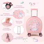 4-delad barnresväska + ryggsäck 10"+14" barnvagn med hjul rosa