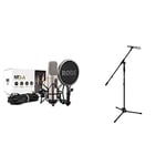 RØDE NT2A STUDIO PACK & Tiger Music MCA7-BK Professional Boom Microphone Stand with Free Clip, Black