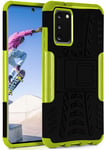 OneFlow Tank Case, Compatible with Samsung Galaxy S20 / S20 5G, Outdoor Case, Shockproof, Phone Case with Kickstand, Camera and Screen Protector, Mobile Phone Hard Case, Lime - Green