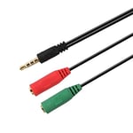 AISENS A128-0354 Câble Adaptateur Audio Jack 3.5 4 Broches mâle vers 2 x Jack 3.5 3 Broches Femelle Noir Vert Rouge 20 cm