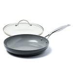 GreenPan, Venice Pro Ceramic Non-Stick Frying Pan with Lid - 30 cm, Grey