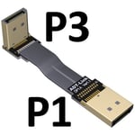 5cm P1(A)-P3B DisplayPort câble d'extension Flex 1.4, câble coudé 8K 4K HDR 165Hz, affichage 60Hz, adaptateur de Port pour vidéo PC portable TV DP 1.4 1.2 Nipseyteko