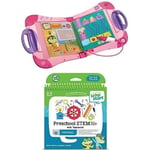 Bundle of LeapFrog LeapStart Electronic Book, Educational Playbook Toy for Pre School Boys & Girls 2, 3, 4, 5 Year Olds, Pink + Preschool STEM with Teamwork Activity Book
