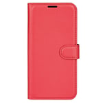 Huawei P60 Pro Litchi Skinn Deksel m. Lommebok - Rød