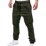 ZWH Men Casual Joggers Pants Solid Thin Cargo Sweatpants Male Multi-pocket Trousers New Mens Sportswear Hip Hop Harem Pencil Pants (Color : Green, Size : 4XL)