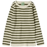 FUB Stripete Ribbet Langermet T-skjorte Ecru/Olive | Beige | 90 cm