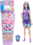 Barbie Pop Reveal Bubble Tea Series Doll & Accessories, Taro Milk Scented Fashion Doll & Pet, 8 Surprises Include Color Change, Cup with Storage, HTJ19