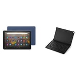 Fire HD 10 tablet (32 GB, Denim, with Ads) + Bluetooth Keyboard + NuPro Screen Protector (2-Pack)