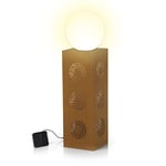 Hoberg Colonne décorative LED | Au Design Mandala en Aspect Rouille | avec Lampe Boule (Ø 23cm) et Trois Effets Lumineux pour l'intérieur et l'extérieur | avec éclairage, Solaire ou USB [21x21x84 cm]