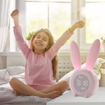Réveil enfant rose 1 pièce, veilleuse de chambre à coucher pour filles garçons, 5 sonneries, contrôle tactile et fonction Snooze rechargeable