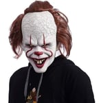 B210643-Stephen King's Mask, Pennywise Scary Latex Mask, Joker Horror Mask Halloween Clown Mask