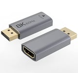 PremiumCord HDMI 2.1 to DisplayPort 1.4 Female to Male Adapter UHD 8K@60Hz 4K@144Hz Full HD 1080p 3D Space Grey Gold Plated Connectors