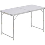 Table de camping pliante.table de jardin pliable.table de balcon en aluminium et MDF.réglable en hauteur.120x60x70.Argent - Woltu