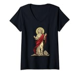 Womens Saint Philomena On A Stone Slab V-Neck T-Shirt