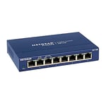 Netgear (GS108) Switch Ethernet 8 Ports RJ45 Métal Gigabit (10/100/1000), switch RJ45, Protection ProSAFE, Positionnement sur un bureau ou au mur, Garantie à Vie Idéal pour les PME et TPE Noir