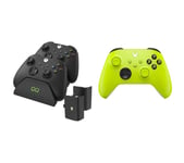Xbox Wireless Controller (Yellow) & VS2881 Xbox Series X/S & Xbox One Twin Docking Station (Black) Bundle