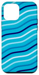 Coque pour iPhone 12 mini Blue Turquoise Sky Curved Lines Diagonal Ocean Wave Pattern