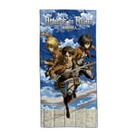 SAKAMI - Attack on Titan – Eren, Mikasa & Armin – Serviette de Plage – 150 x 75 cm – Original & sous Licence