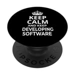 Inscription amusante « Keep Calm And Keep Developing Software ! » PopSockets PopGrip Interchangeable