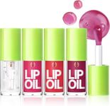 Newbang Lip Oil Set, 4 Colors Big Brush Head Hydrating Lip Glow Oil, Plumping Tr
