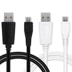 2x Câble USB pour Garmin Edge 520 Plus, 820, 1000, 1030 / Dashcam 55 / Zumo 595 / Approach / Dezl 760 - 1m Fil charge data 1A noir/blanc cordon PVC