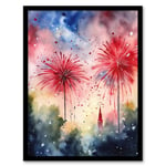 4th July Independence Day Fireworks USA Art Print Framed Poster Wall Decor
