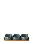 Raw 3 X Organic Northern Green Bowl On Teakwooden Board Bowl Home Tableware Bowls & Serving Dishes Serving Bowls Green Aida