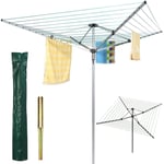 Elex® Outdoor Garden 4 Arm 45m Folding Rotary Washing Line Whirly Clothes Airer Dryer Whirlygig with Free Ground Spike and Cover
