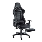 AJH Gaming Chair, Office Racing Chair with Footrest, Ergonomic Design, Adjustable Headrest, Lumbar Support, 150 Kg Weight Capacity