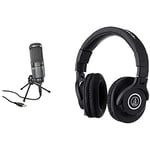 Audio-Technica M40x Headphone & AT2020USB+ Microphone - Perfect for Streaming, Gaming, Podcasts and Home Studio
