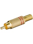 Pro RCA plug red - gold-plated with cable protector