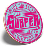 1 x Malibu Surfer Beach - Round Coaster Kitchen Student Kids Gift #6006