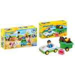Playmobil 71158 1.2.3 Fun on the Farm, Animal Toy, Educational Toy, Fun Imaginative Role-Play & 70181 1.2.3 Car with Horse Trailer, Fun Imaginative Role-Play, PlaySets Suitable for Child