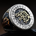 Ring - Nordisk Mytologi Fenrir med runor guld