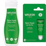 Weleda - Skin Food - Lait Corps - Soin Nourrissant Intensif - Flacon 200 ml & Skin Food - Baume à Lèvres - Soin Nourrissant Intensif - Lèvres Sèches et Gercées - Tube de 8 ml