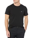 Emporio Armani Men's Pure Cotton Eagle Logo Regular Fit T-shirt 2 pack T shirt, Black White, M UK