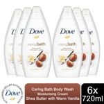 Dove Caring Bath Body Wash Moisturising Cream Shea Butter With Vanilla, 6x720ml