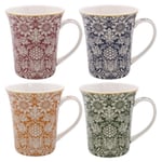 OFFICIAL WILLIAM MORRIS SUNFLOWER SET OF 4 CHINA COFFEE MUGS CUP NEW IN GIFT BOX