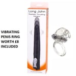 Long John 9 Inch Thrusting Vibrator Black Unisex Real Penis Sex Toy - VIBE RING