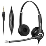 Computer Headset with Microphone for Mobile Phone Laptop PC Tablet, 3.5mm Cell Phone Headphone for iPhone Samsung Skype Webinar Business Office Call Center, Clearer Voice, Ultra Comfort