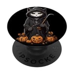 Cute Witcher Cat Funny Halloween Magic Pet Design PopSockets Swappable PopGrip